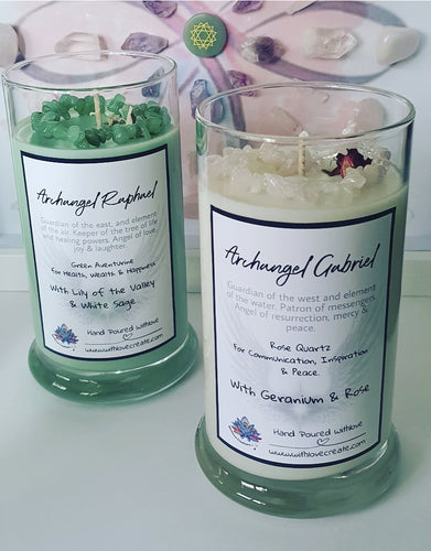 Archangel Intention Soy Candles with Gemstone Bracelets