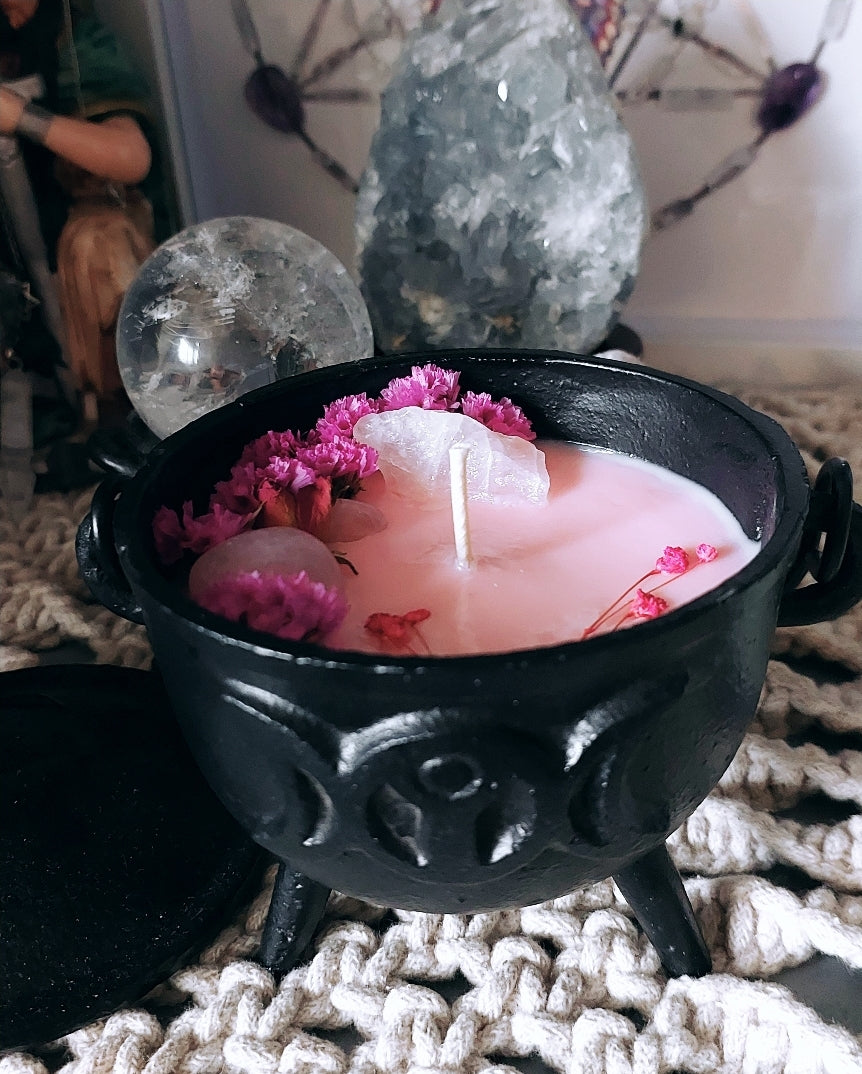 Sacred Rose Quartz Cauldron Candle