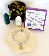 Load image into Gallery viewer, Aquamarine Lava Stone Bracelet With Essential Oil