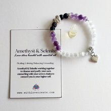 Load image into Gallery viewer, Amethyst &amp; Selenite Bracelet With Lava Stone &amp; Essential Oil