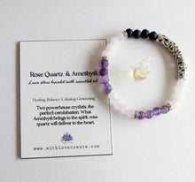 Load image into Gallery viewer, Rose Quartz &amp; Amethyst Lava Stone Bracelet With Essential Oil