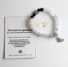 Load image into Gallery viewer, Rose Quartz &amp; Aquamarine Lava Stone Bracelet With Essential Oil