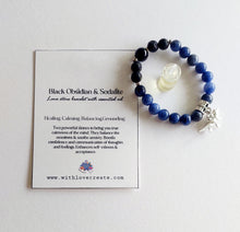 Load image into Gallery viewer, Kids Black Obsidian &amp; Sodalite Lava Stone Bracelet With Essential Oil