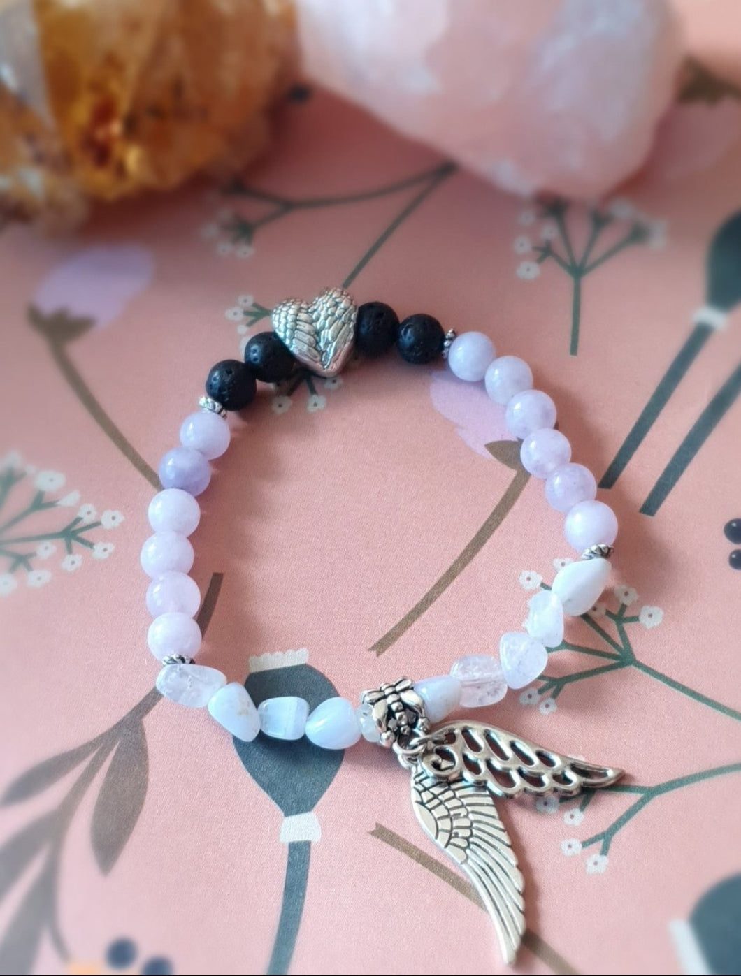 Angelite & Blue Lace Agate Diffuser Bracelet With Essential Oil