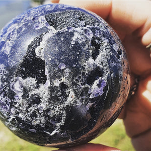Rare Druzy Sphalerite with Fluorite Sphere