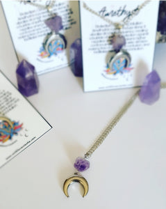 Amethyst Cresent Moon Necklace